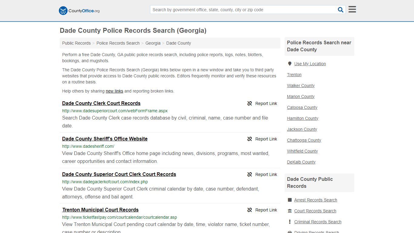 Dade County Police Records Search (Georgia) - County Office