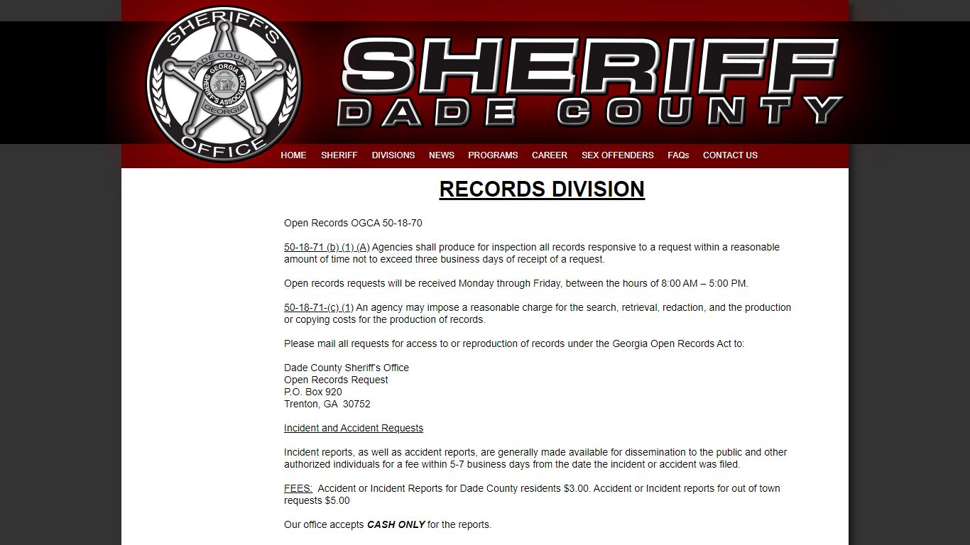 RECORDS - Dade County Sheriff